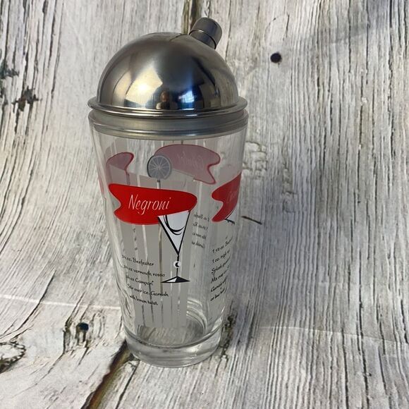 Vintage Cocktail Shaker Glass Silver Dome Lid - Picture 3 of 9